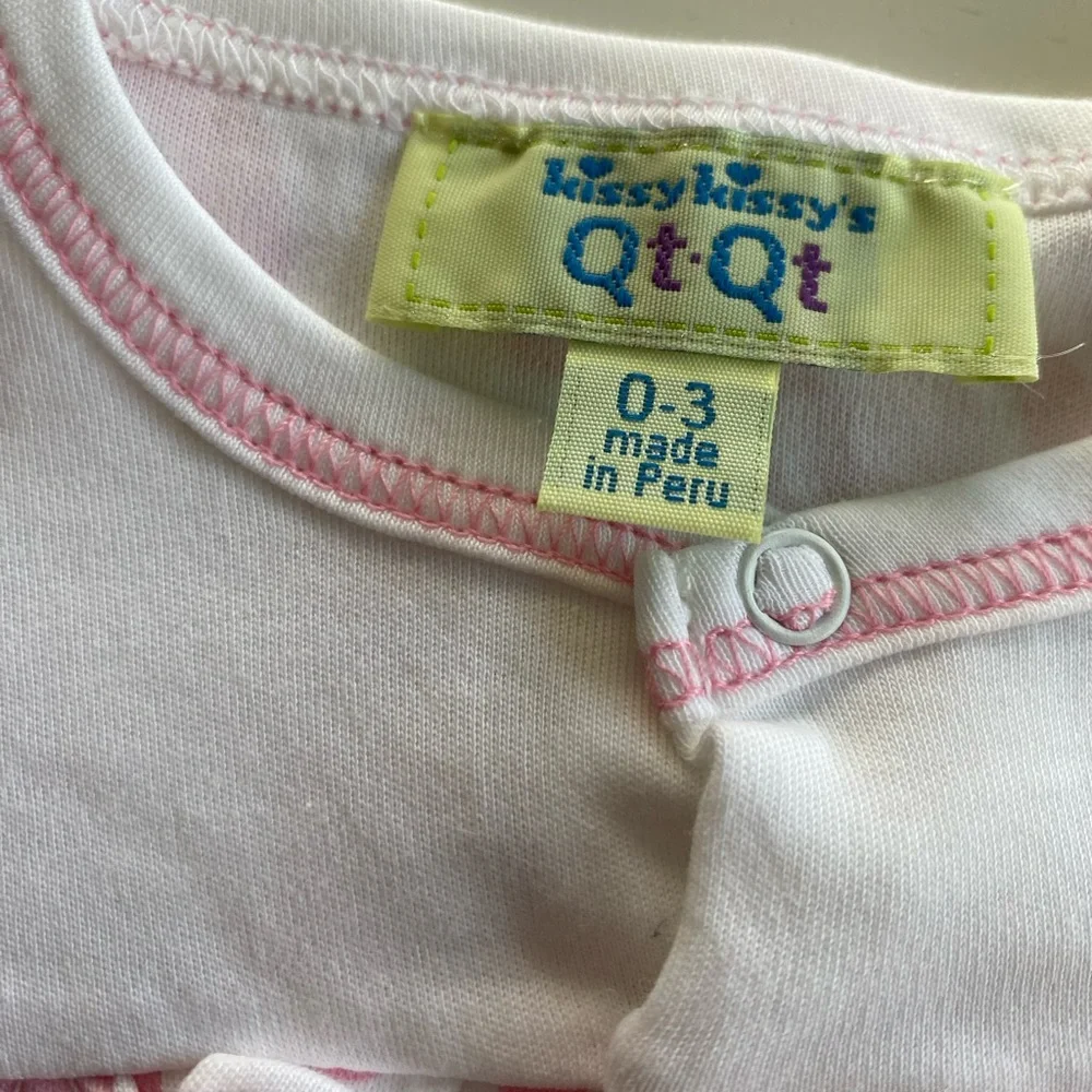 Qt-Qt by Kissy Kissy Pink & White Circle Print Adorable Romper nwot Size 0-3M